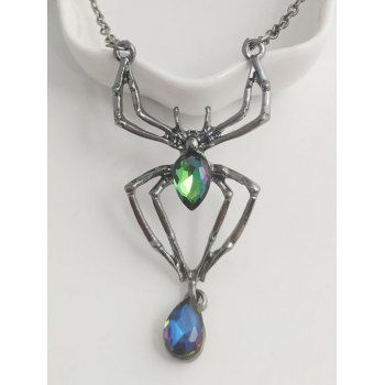 Gothic Choker Spider Artificial Crystal Water Drop Necklace