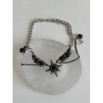 Punk Faux Crystal Angel's Wings Starlight Chain Necklace