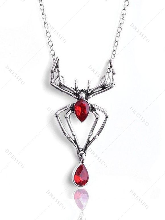 Collier Ras du Cou Gothique Araignée en Cristal Artificiel - multicolor A 