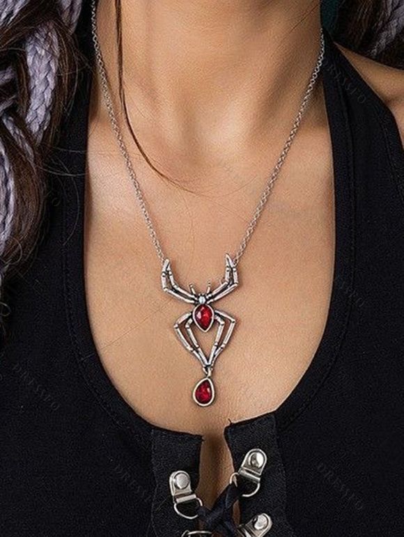 Collier Ras du Cou Gothique Araignée en Cristal Artificiel - multicolor A 