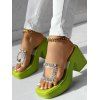 Summer Rhinestone Decor Clear Strap Chunky Slippers - Vert clair EU 42