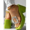 Summer Rhinestone Decor Clear Strap Chunky Slippers - Vert clair EU 42