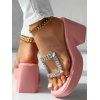 Summer Rhinestone Decor Clear Strap Chunky Slippers - Rose clair EU 42