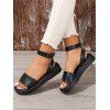 New Ankle Strap Flatform Gladiator Buckle PU Casual Sandals - Noir EU 43