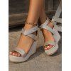 Summer Artificial Crystal Fish Mouth High Wedges Gladiator Sandals - d'or EU 36