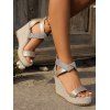 Summer Artificial Crystal Fish Mouth High Wedges Gladiator Sandals - d'or EU 36