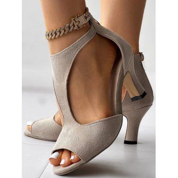 Fashion Zip Back Peep Toe Stiletto Heel Gladiator Sandals