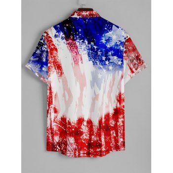 American Flag Pattern Women's Ruched Butterfly Lace Tank Top and Men's Roll Up Sleeve Shirt Outfit