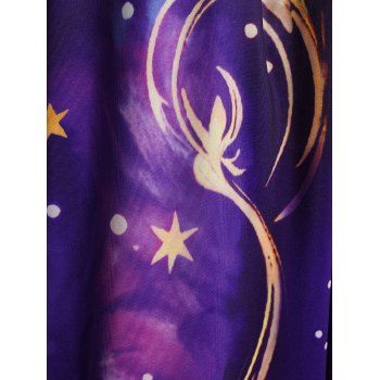 Galaxy Gothic Print V Neck Grommet Buckle Dress Lace Up Crossover Sleeveless Dress