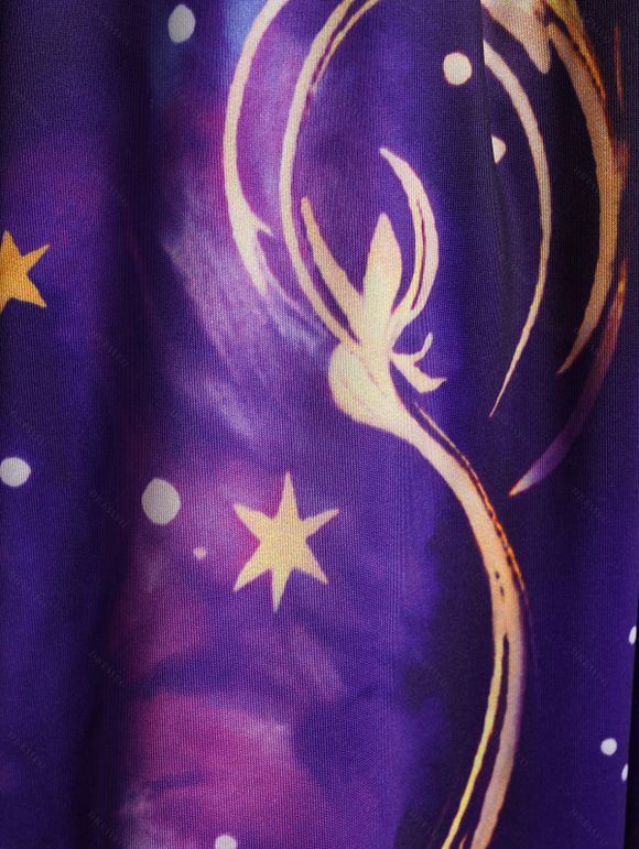 Robe Croisée Bouclée Gothique Galaxie Imprimée sans Manches à Lacets - Concorde S | US 4