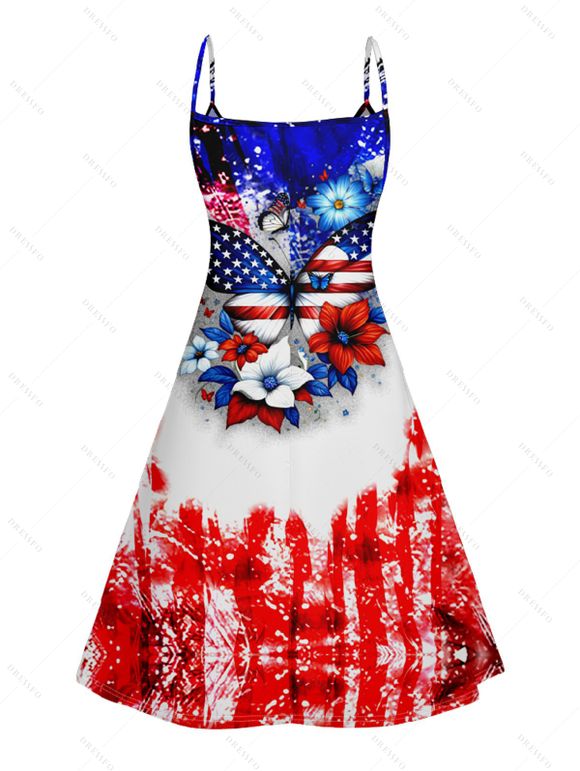 Robe Ligne A Drapeau Américain Imprimé sans Manches à Bretelle - multicolor E XL | US 12