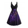 Robe Croisée Bouclée Gothique Galaxie Imprimée sans Manches à Lacets - Concorde M | US 6