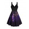 Robe Croisée Bouclée Gothique Galaxie Imprimée sans Manches à Lacets - Concorde M | US 6