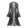 Robe gothique deux pièces, couleur unie, bretelles spaghetti et dentelle, manches évasées transparentes, nouée sur le devant, robe élégante et transparente - Noir S | US 4