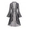 Robe gothique deux pièces, couleur unie, bretelles spaghetti et dentelle, manches évasées transparentes, nouée sur le devant, robe élégante et transparente - Noir S | US 4