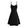Robe gothique deux pièces, couleur unie, bretelles spaghetti et dentelle, manches évasées transparentes, nouée sur le devant, robe élégante et transparente - Noir S | US 4