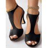 Fashion Zip Back Peep Toe Stiletto Heel Gladiator Sandals - Noir EU 43