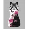 Débardeur D'Eté Croisé Motif de Papillon Rose à Volants - Noir XL | US 12