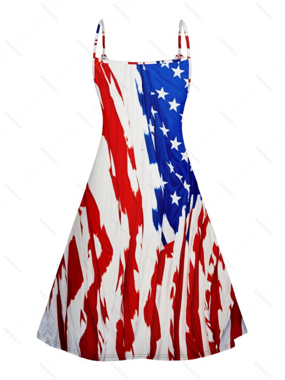 Robe Chemise Imprimée Drapeau Américain à Col en V - multicolor A S | US 4