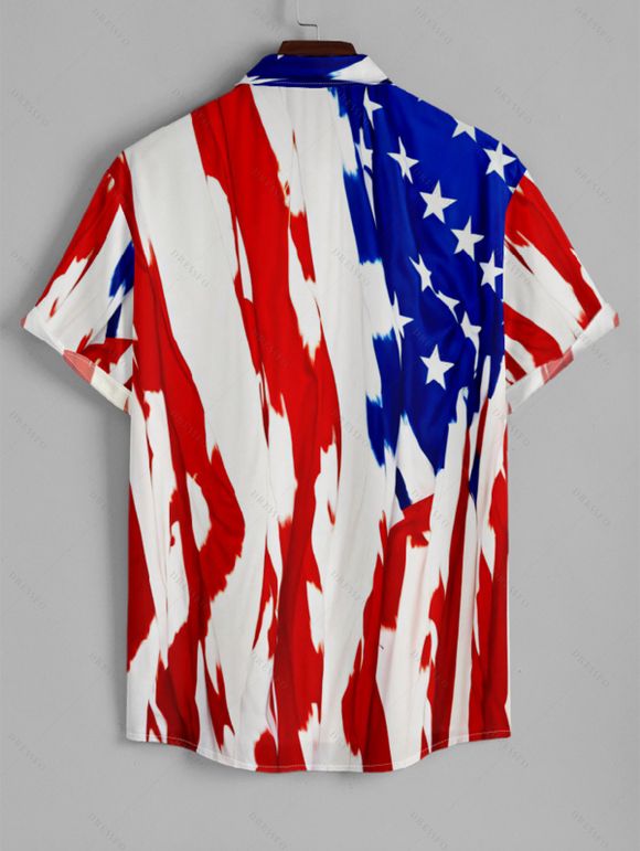 Robe Chemise Imprimée Drapeau Américain à Col en V - multicolor A S | US 4