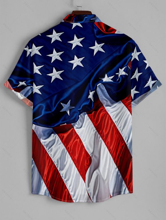 Robe Chemise Imprimée Drapeau Américain à Col en V - multicolor B S | US 4