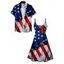 Robe Chemise Imprimée Drapeau Américain à Col en V - multicolor C S | US 4