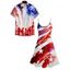 Robe Chemise Imprimée Drapeau Américain à Col en V - multicolor C S | US 4