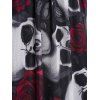 Robe Gothique Rose et Crâne Imprimés en Faux Cuir à Col V - Noir S | US 4