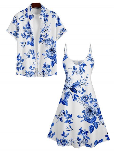 Robe Trapèze à Taille Haute avec Bretelles Spaghetti et à Col en V et Manches Retroussées