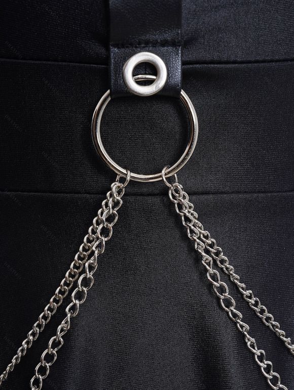 Robe Débardeur Gothique en Couleur Unie à Chaîne en O sans Manches - Noir S | US 4