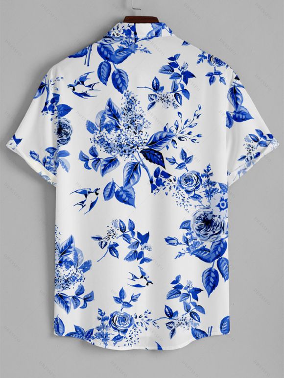 Robe Trapèze à Taille Haute avec Bretelles Spaghetti et à Col en V et Manches Retroussées - Bleu S | US 4