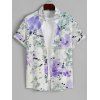 Chemise Décontractée Fleur Imprimée Boutonnée à Manches Courtes - Blanc 5XL