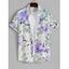 Chemise Décontractée Fleur Imprimée Boutonnée à Manches Courtes - Blanc 5XL