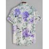 Chemise Décontractée Fleur Imprimée Boutonnée à Manches Courtes - Blanc 5XL