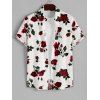 Chemise Décontractée Rose Imprimée Boutonnée à Manches Courtes pour Homme - Blanc 5XL