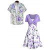 Robe à Col Plongeant à Imprimé Floral et Haut Court Croisé - Violet clair S | US 4