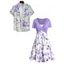 Robe à Col Plongeant à Imprimé Floral et Haut Court Croisé - Violet clair S | US 4