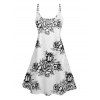 Robe Rose Imprimée à Taille Haute à Col V et Chemisier - Blanc S | US 4