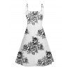 Robe Rose Imprimée à Taille Haute à Col V et Chemisier - Blanc S | US 4