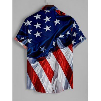 Distressed American Flag Print Women's V Neck Dress and Men's Roll Up Sleeve Shirt Outfit