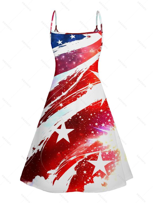 Robe Ligne A Drapeau Américain Imprimé sans Manches à Bretelle - multicolor D XL | US 12