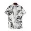 Chemise Décontractée Rose Crâne Imprimées Boutonnée à Manches Courtes pour Homme - Noir 3XL