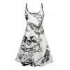 Sunset Bats Print V Neck High Waist Spaghetti Strap Dress Sleeveless Summer A Line Cami Dress