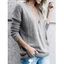 Haut Chiné Superposé en Tricot Manches Longues à Col Plongeant - Gris Clair M