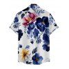 Chemise Décontractée Fleurie Imprimée Boutonnée à Manches Roulées pour Homme - Bleu profond S