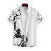 Chemise Décontractée Peinture D'Encre Oriental Imprimée à Manches Courtes pour Homme - Blanc 5XL