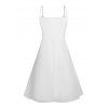 Robe Trapèze à Col en V à Taille Haute et à Bretelles Spaghetti avec Imprimé Pieuvre - Blanc S | US 4