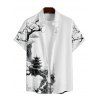 Robe à Manches Retroussées avec Col en V et à Imprimé Oriental - Blanc S | US 4