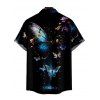 Chemise Décontractée Boutonnée Papillon Galaxie Imprimés à Manches Courtes - Noir M