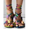 Colorful Butterfly Decor Bandage Flat Casual Sandals - multicolor A EU 42